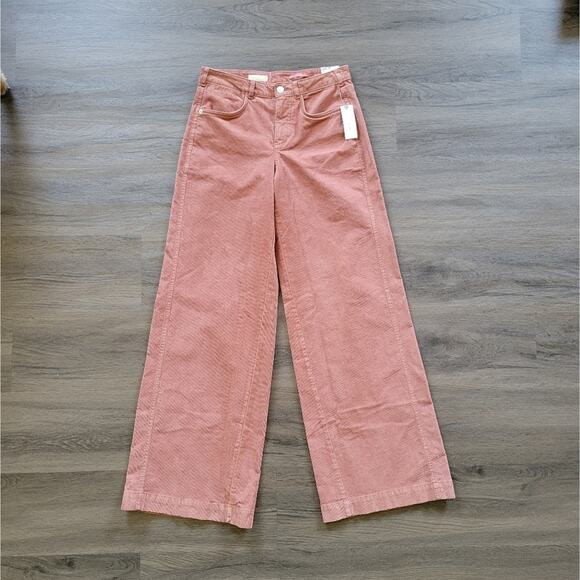 Anthropologie Pilcro Pink Rose The Gwen Wide-Leg Corduroy Pants NWT Size 26 - Picture 4 of 13